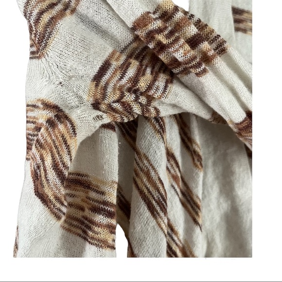 AVA Women’s Cardigan Cream Brown Taupe Stripe Long Sleeve Waterfall Soft Sz S - Picture 10 of 10